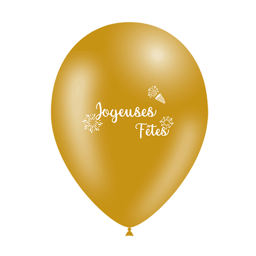 [GBS1207OR] 8 Bal Hg95 Joyeuses Fetes Or Sens Hélium 1 Face - Balloonia