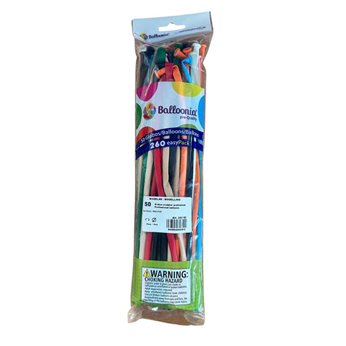 [HG260-50P] 50 Ballons À Modeler 260 Assortis - Balloonia
