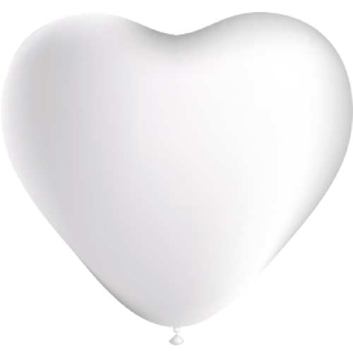 [HG80COEURP20] 100 Ballons Coeur Latex 10" Standard Blanc - Balloonia