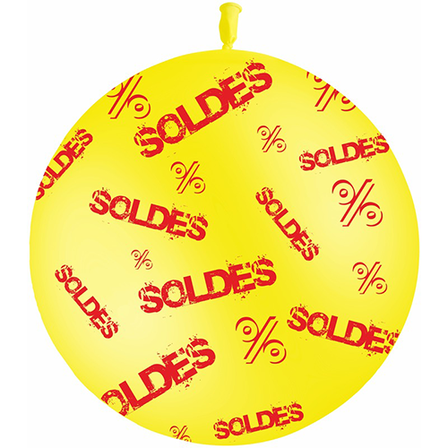 [U35020P22] 1 Bal Latex Soldes Jaune Impression Rouge Air