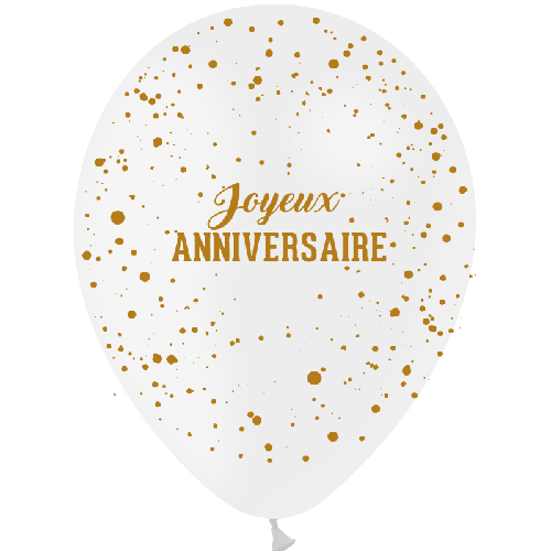 [U40082] 8 Ballons Hg112 Joyeux Anniversaire Dots – Balloonia