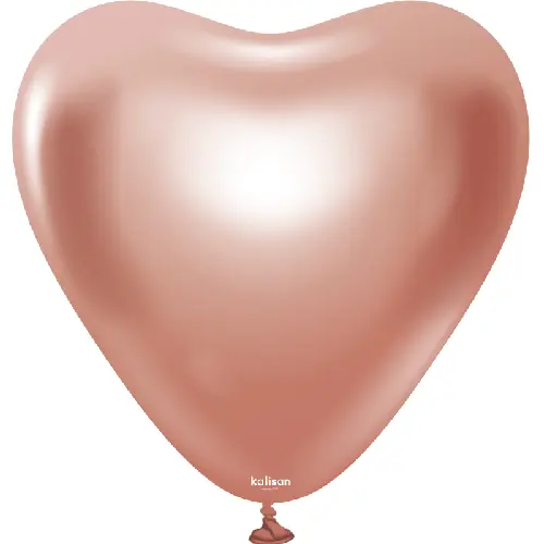 [11350073] 12"  Heart Mirror Rose Gold Latex 25Ct - Kalisan