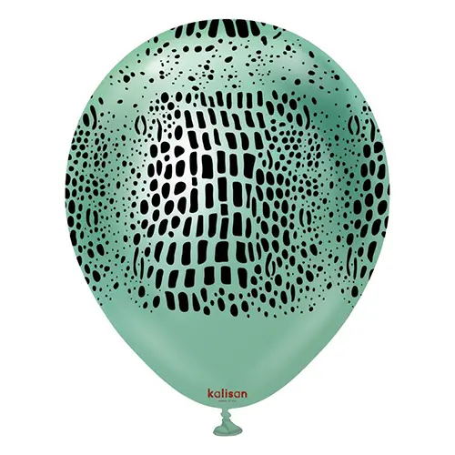 [21257843] 12"  Mirror GREEN imprimé SAFARI CROCODILE 25ct - Kalisan