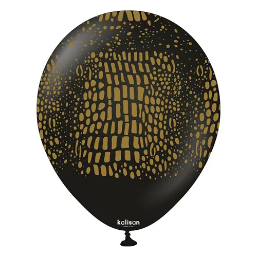 [21257893] 12" BLACK imprimé SAFARI CROCODILE 25ct - Kalisan