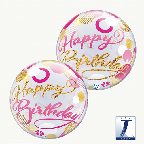 [TK00005] Bubble Birthday Pink And Gold Dots 22" - Takarakosan