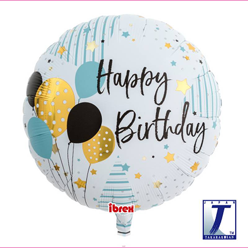 [TK0201213104] Happy Birthday Balloons 14" Alu - Takarakosan