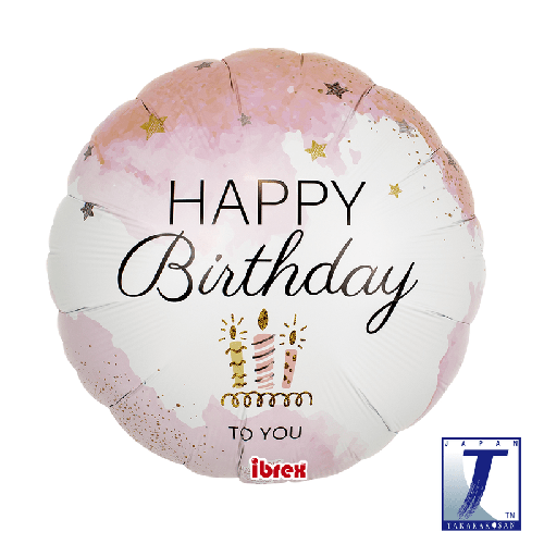 [TK0201213117] 14" Alu Rond Happy Birthday Pink - Takarakosan