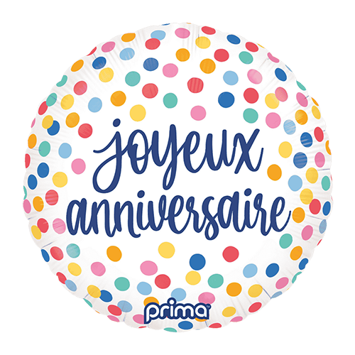 [PF-JACF-18] 18" rond Joyeux Anniversaire Confetti - Prima