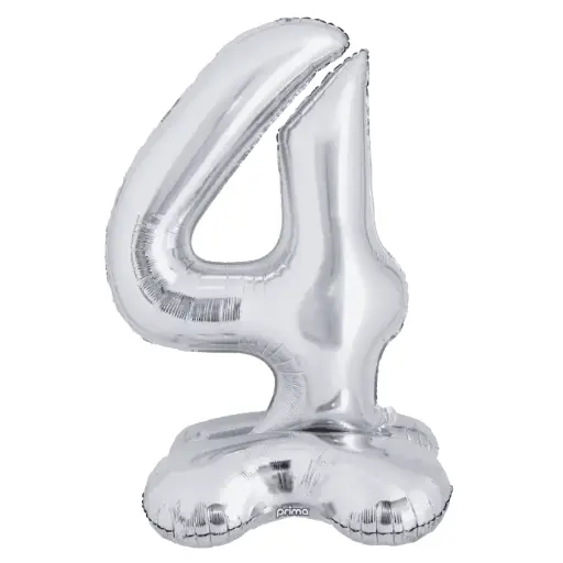 [PF-SVST4-40] 1 alu 40" Argent Standing Chiffre '4' - Prima