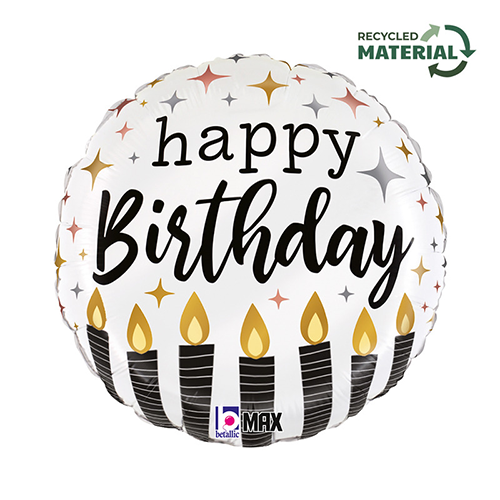 [G26281P-P] Satin Happy Birthday Candle 18" Emballé - Grabo 