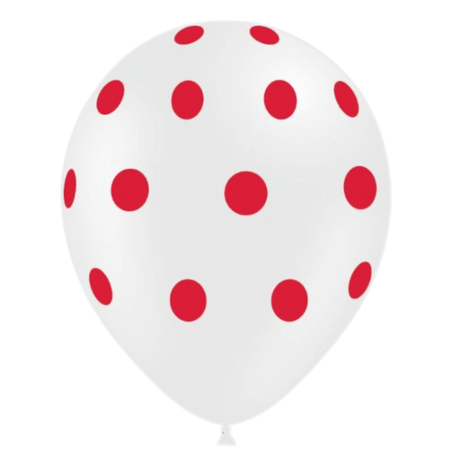 [112P2040*50] 50 Ballons 12" Hg112 Blanc Pois Rouge – Balloonia
