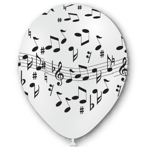 [HG112P2011*8] 8 Ballons Hg112 Imprimé Tat Note de musique 12" - Balloonia