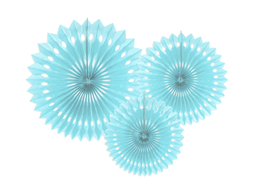 [RPB1-011J] Lot de 3 Rosettes décorative de diamètre 20/25/30cm Bleu clair