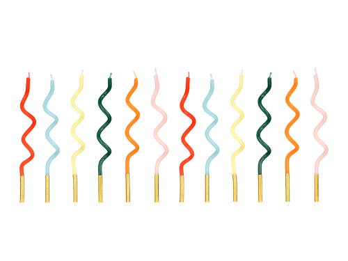 [SCS-27-000] Lot De 12 Bougies spirales couleurs assorties de 14cm