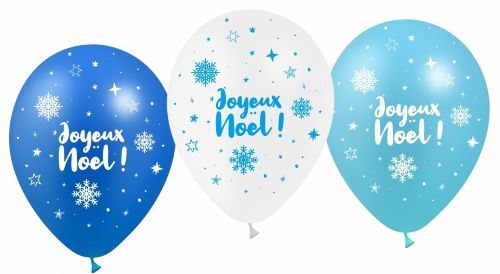 [U45011GLACIAL] 25 Ballons Hg112 Joyeux Noel Assortiment Glacial – Balloonia FDS 