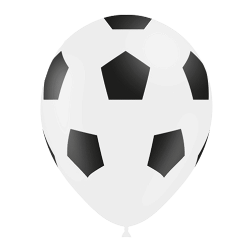 [112P2068*50] 50 Ballons Hg112 Blanc Imprimé Tat Foot Pentagone 12" - Balloonia 