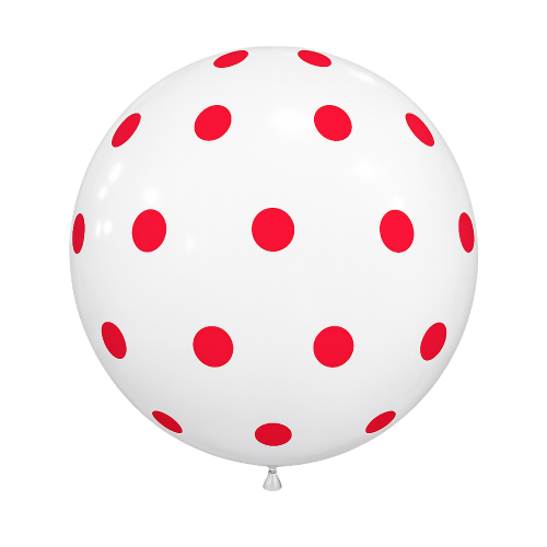 [3FTP2040-ABC] 1 Latex Blanc 3' Imprimé Tat Pois rouge - Balloonia