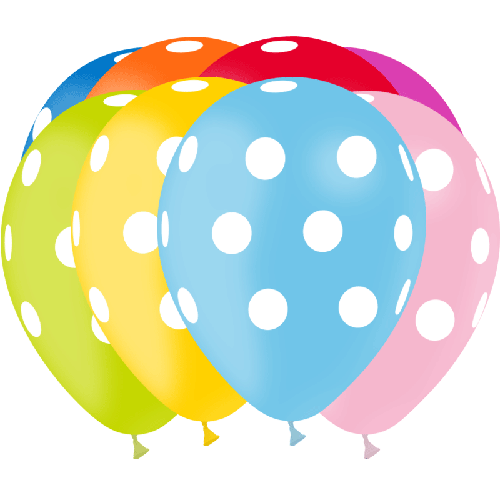[GBT1281-50] 50 Ballons 12" Hg112 Pois Assortis – Balloonia
